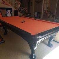 Like New Beautiful Regulation Pool Table Cherry Wood and Orange Felt